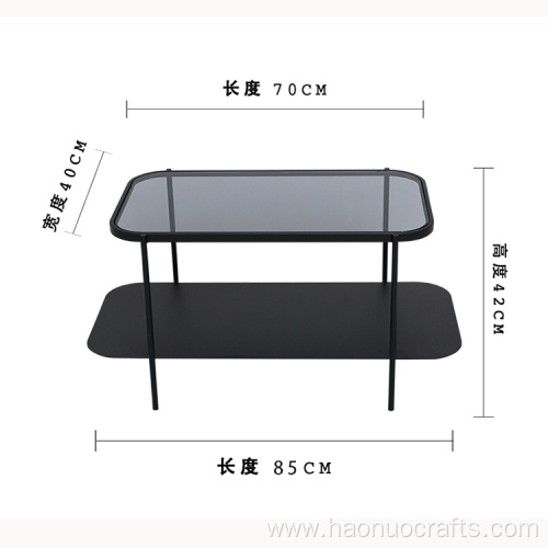 Nordic creative wrought iron double storage table